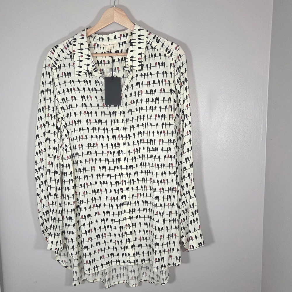Bird Print Rayon Tunic 1X NWT Jane Delancey Parrot Conversational Print